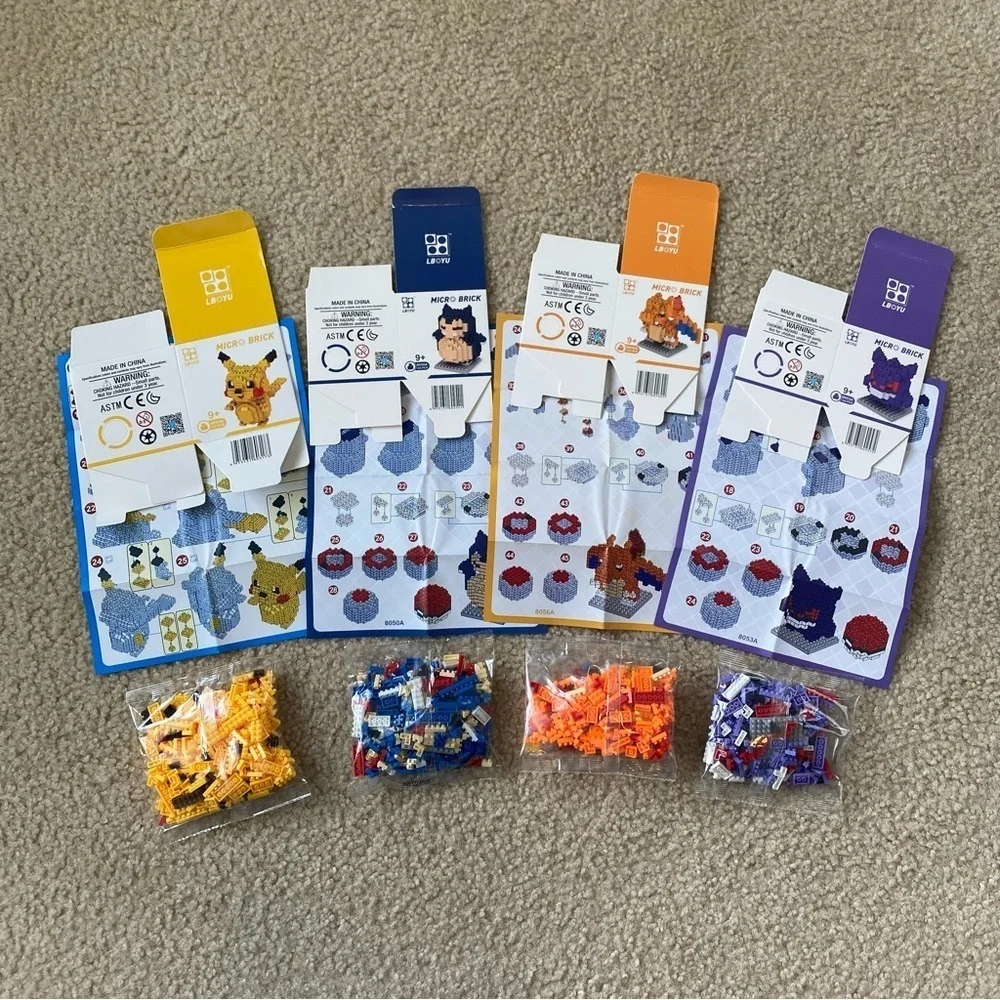 Micro Brick 4 Sets 4D Anime Figurines NWT